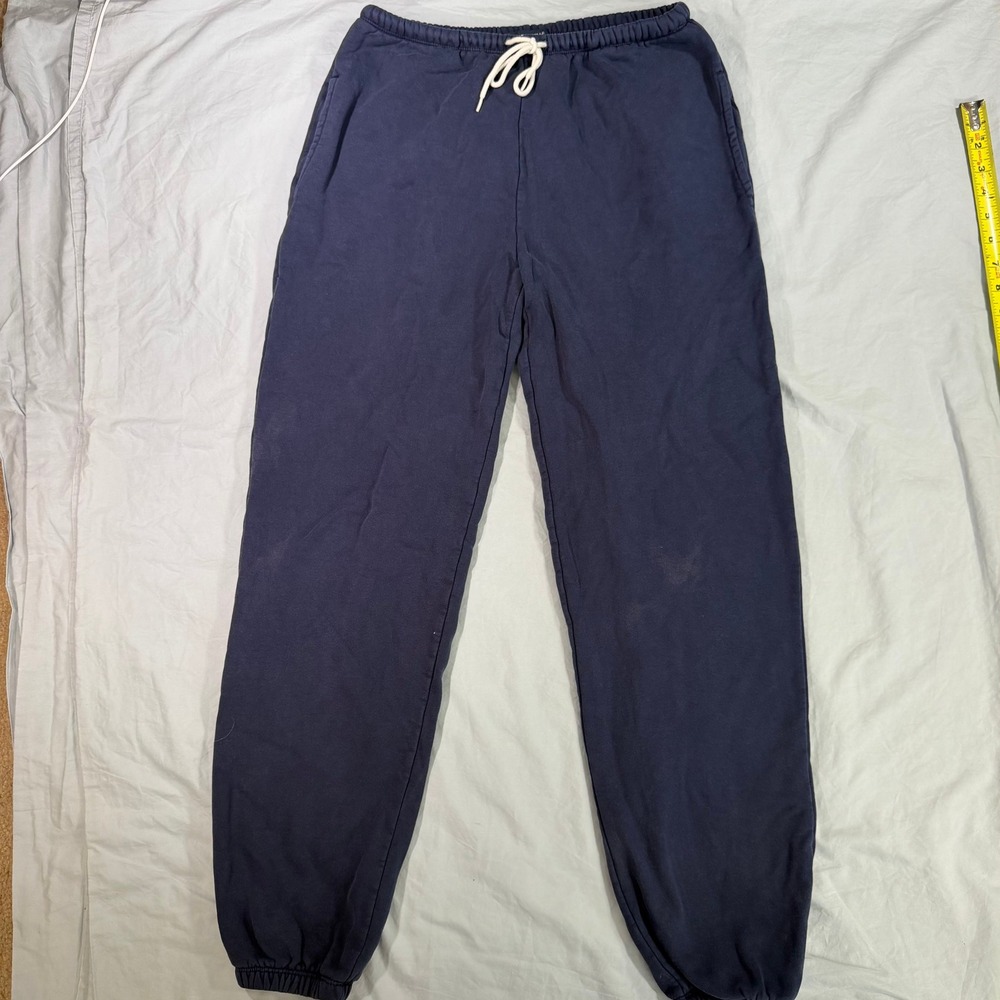 Brandy Melville Navy Blue Rosa Sweatpants Relaxed Joggers Fleece Lined One Size